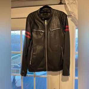 Zara men’s large black leather(synthetic) jacket.